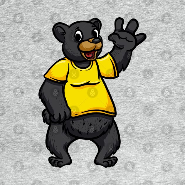 Cute Anthropomorphic Human-like Cartoon Character Black Bear in Clothes by Sticker Steve